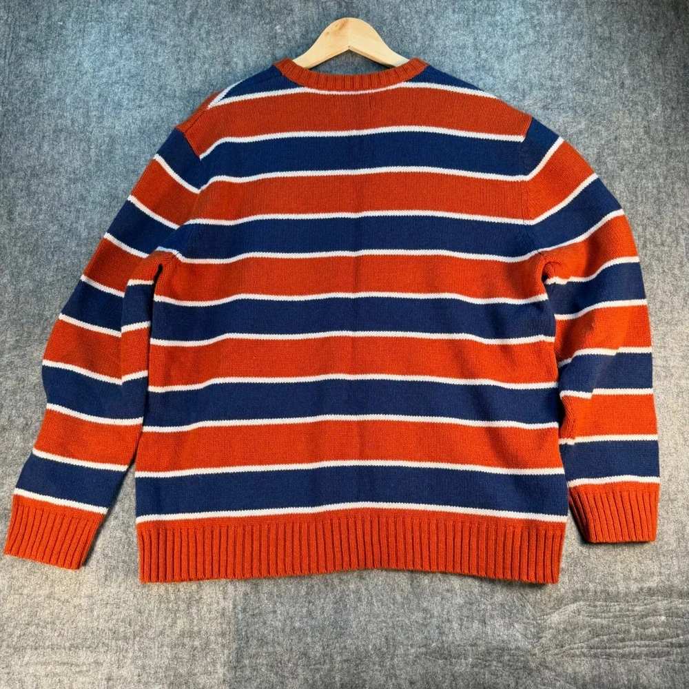 American Eagle Outfitters Mens XXL Striped Cotton Wool Sweater Orange Navy Blue